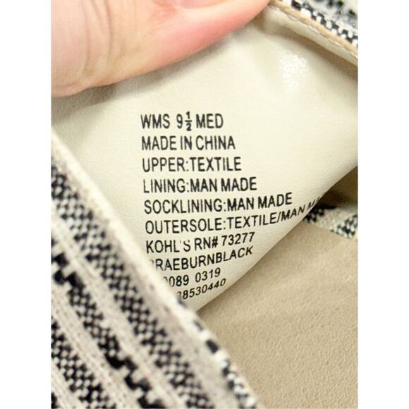 Simply Vera Wang Wedges Size 9.5 Black White Textile Upper Open Toe Sandals - Picture 10 of 11